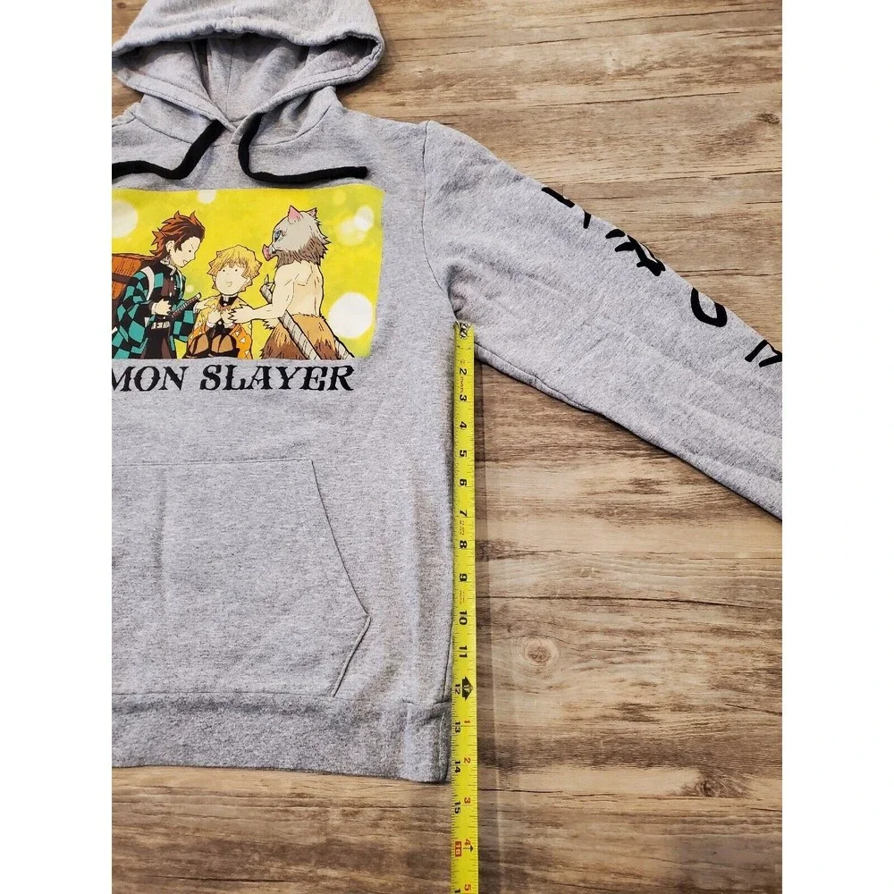 Demon Slayer Drawstring Hoodie Gray Trio Line Sz Small Japamese Anime Manga